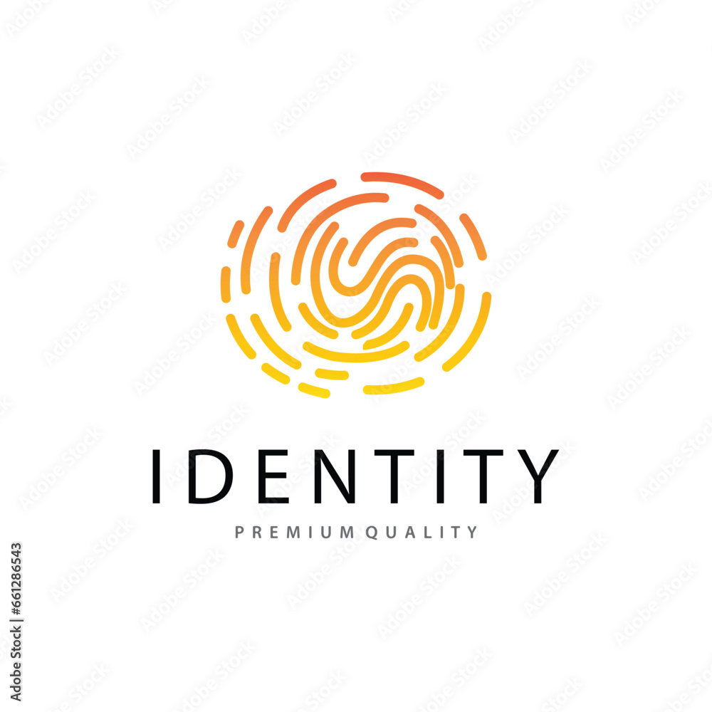 Premium Fingerprint Logo, Human Identity Design Simple Line Model Template Illustration Premium Fingerprint Logo, Human Identity Design Simple Line Model Template Illustration