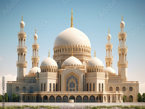 A large and magnificent white mosque