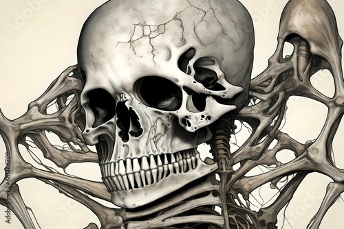 skull skeleton of human with bones calcuim  photo