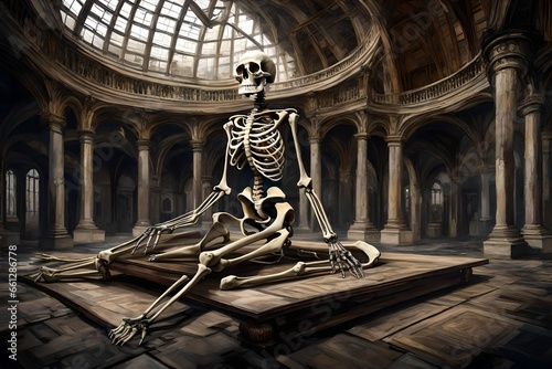 skull skeleton of human with bones calcuim  photo