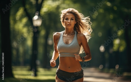 A beautiful woman was runni...