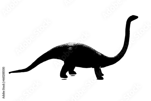 Fototapeta Naklejka Na Ścianę i Meble -  black dinosaur silhouette isolated on white background, model of dinosaurs toy