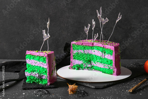 Tasty Halloween cake with b...