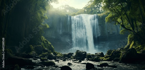 Majestic Waterfall in the Forest