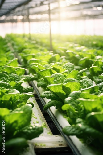Green veggie in greenhouse,...