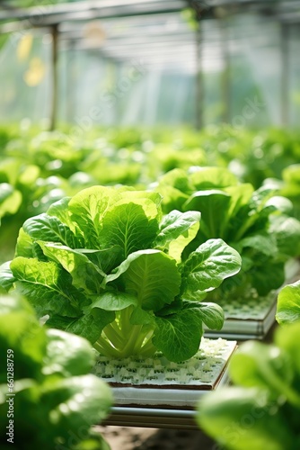 Green veggie in greenhouse,...