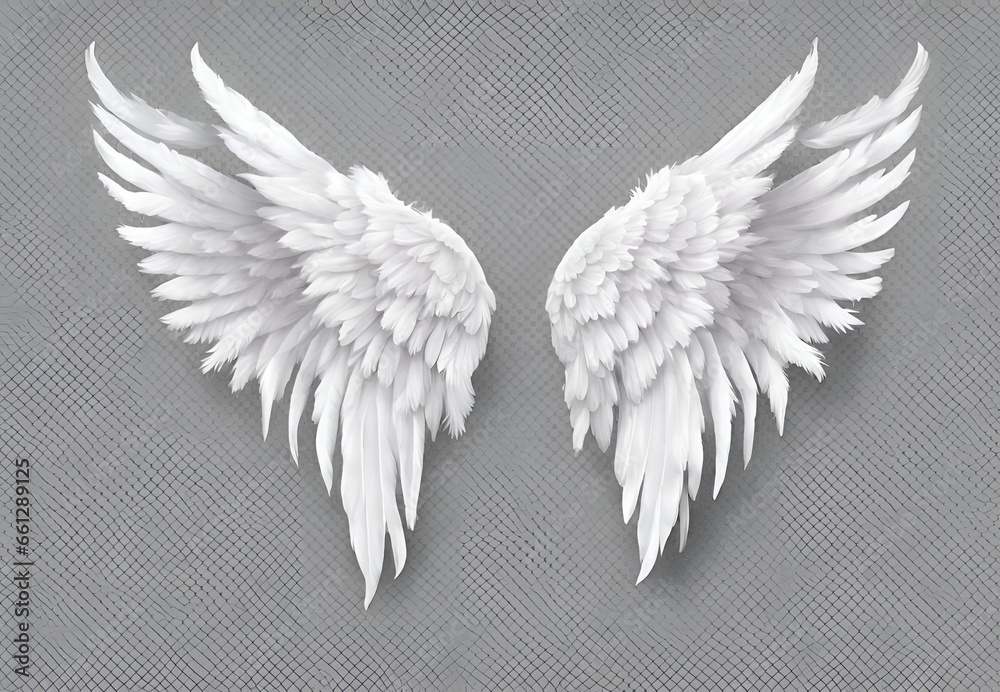 Obraz premium White Angel Wings, White Angel Wings in Heavenly Glow, White Wings of Angelic Purity