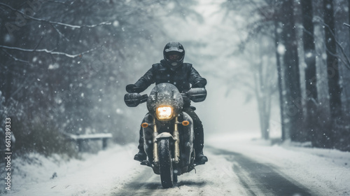 Motorcycle on the snow Generative AI