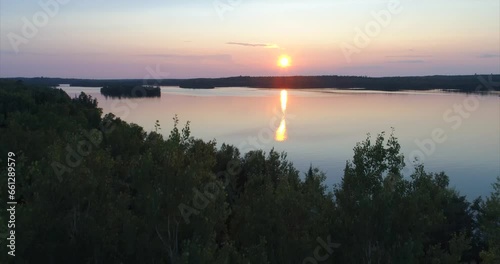 Ely Minnesota Lake At Sunset Drone photo