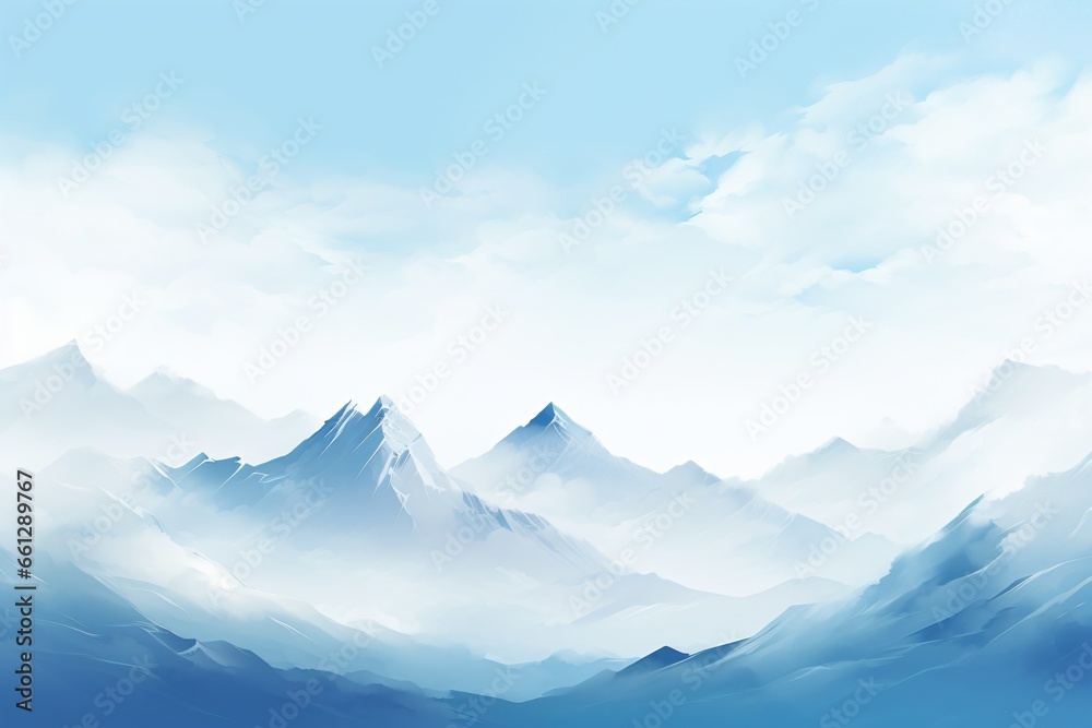 A minimalistic landscape painting or wallpaper of a mountain range