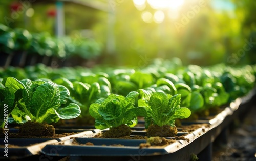 Green veggie in greenhouse,...