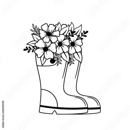 Boots with flowers, Rain boots, Rain boots with Flowers, Flowers, Floral rain boots, Flower Rain Boots, Gardening 