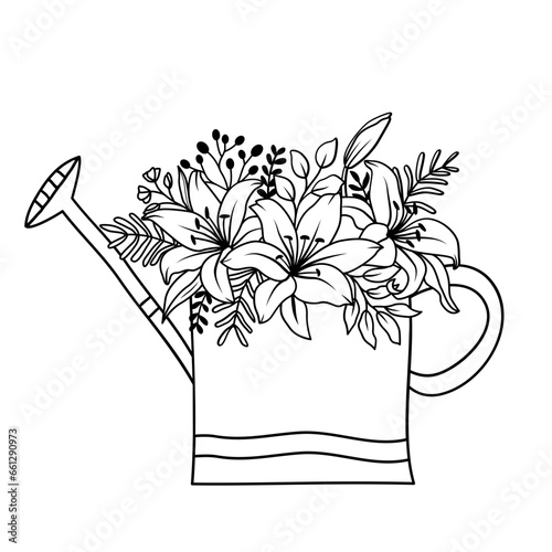 Watering Can, Can with Flowers , Flowers in watering can, Gardening, Gardening Tool, Watering can flower, Bouquet of flowers