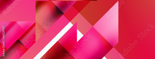 Vivid abstraction unfolds. Triangles in seamless harmony, composing dynamic geometric backdrop. Interplay of angles and hues forms captivating tapestry, evoking modernity and artistic allure
