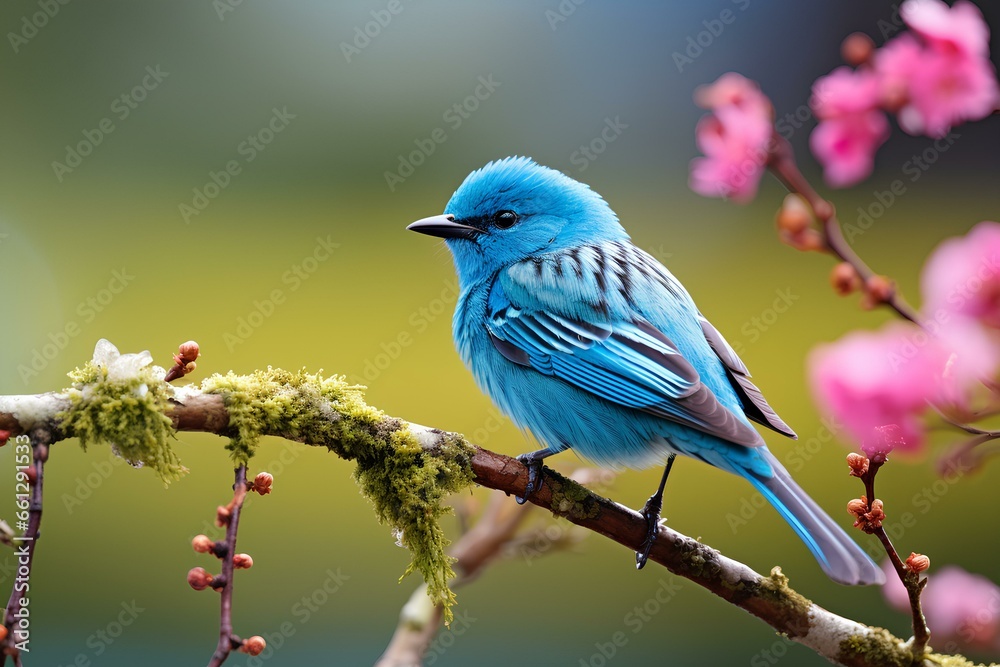 blue dacnis in natural forest environment. Wildlife photography