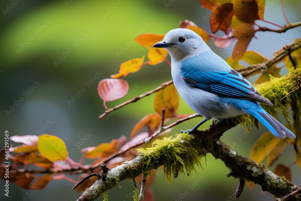 blue gray tanager in natural forest environment. Wildlife photography