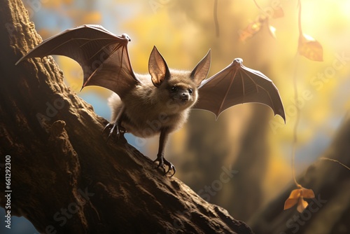 horse shoe bat in natural forest environment. Wildlife photography