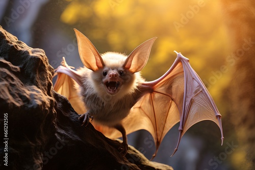 lesser horseshoe bat in natural environment. Wildlife photography photo