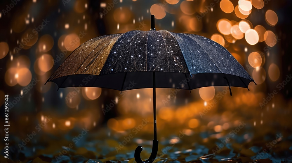 Black umbrella close-up with blurry background