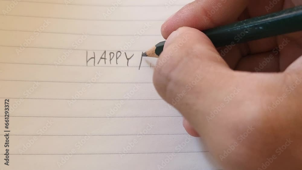 handwriting happy new year 2024 on notebook