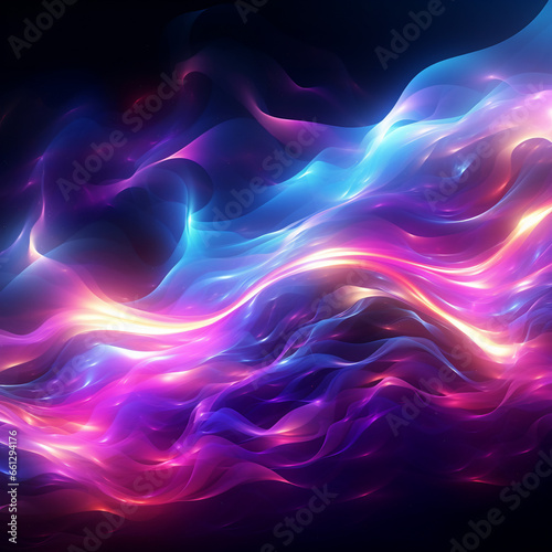 Abstract Waves Spark Neon Lighting Electric Expulsion Background. Generative AI