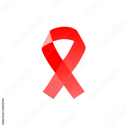 AIDS icon Red Rink Gradient Bow Ribbon for Cancer HIV AIDS Breast Cancer Health Awareness Vector Line Draw Cartoon White Background
