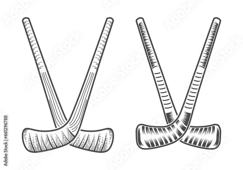 
Hockey stick black and white vector bundle