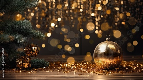 Luxury gold disco ball on the glitter background AI Generative © Tebha Workspace