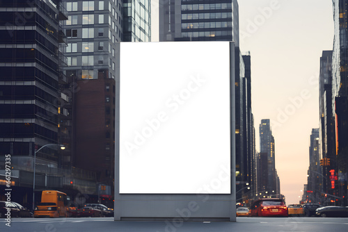 mock up of blank advertising billboard or light box showcase poster template on city street, copy space for your text message or media content, advertisement commercial, branding and marketing concept