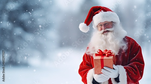 Portrait Santa Claus with snowflakes on the winter background AI Generative © Tebha Workspace