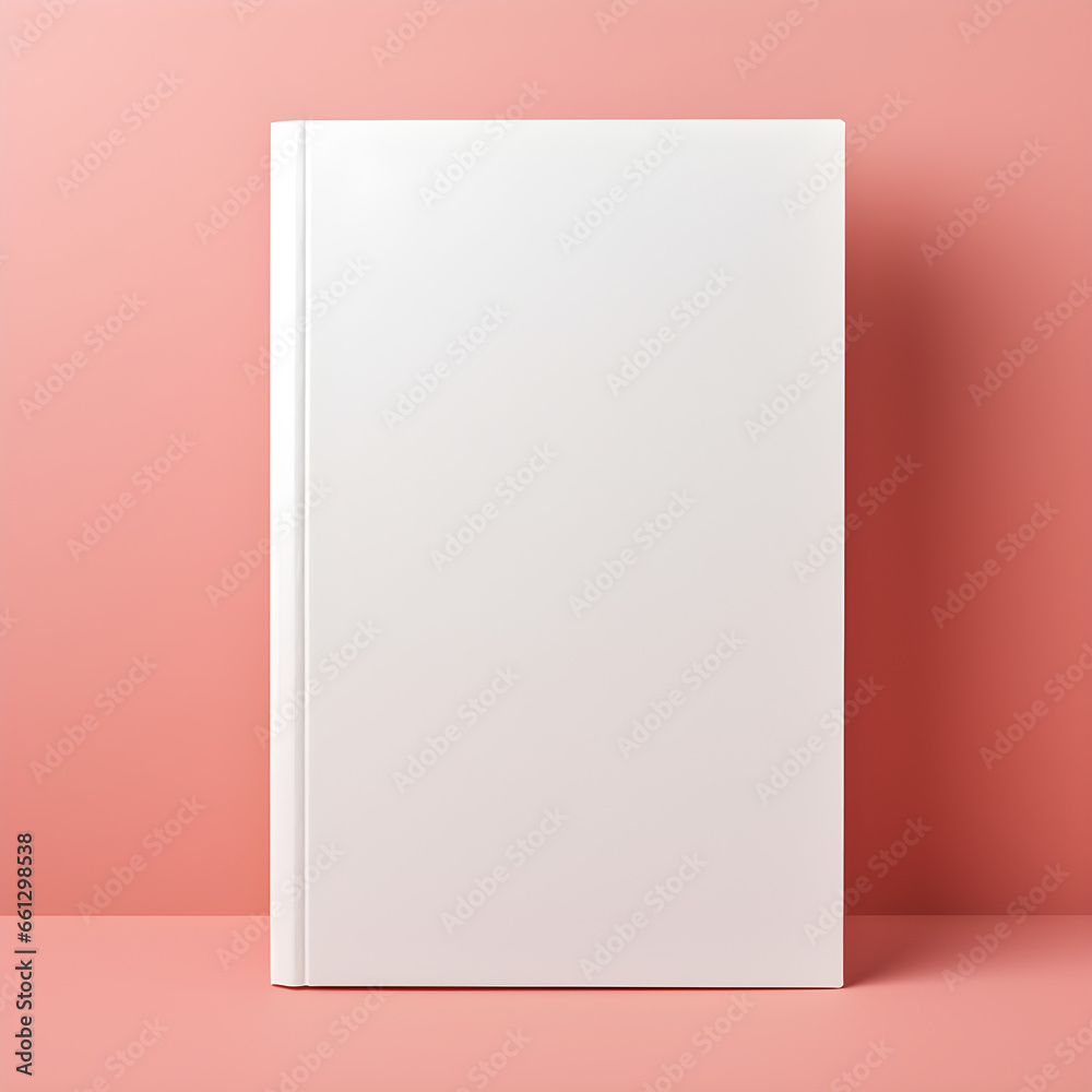 mock up of blank white book on a pink background