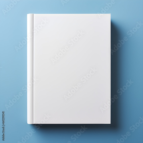 mock up of blank white book on a blue background
