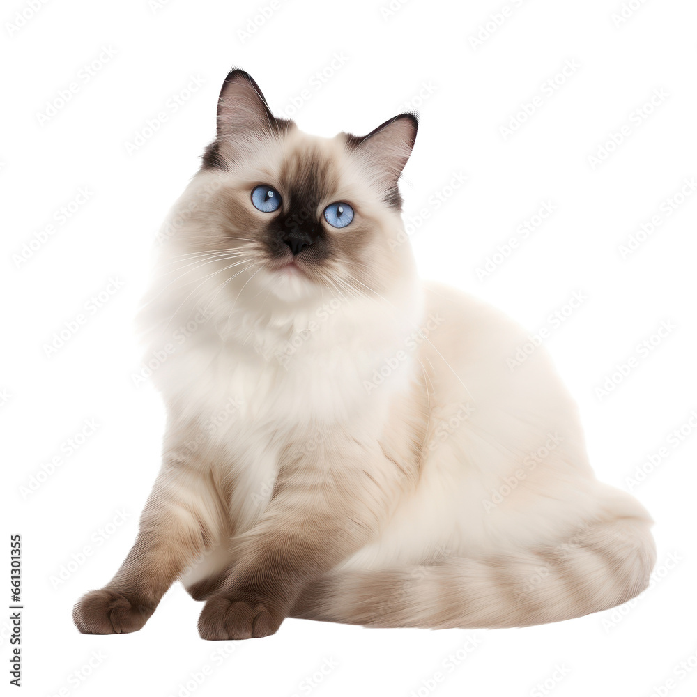 birman cat isolated on transparent background,transparency 