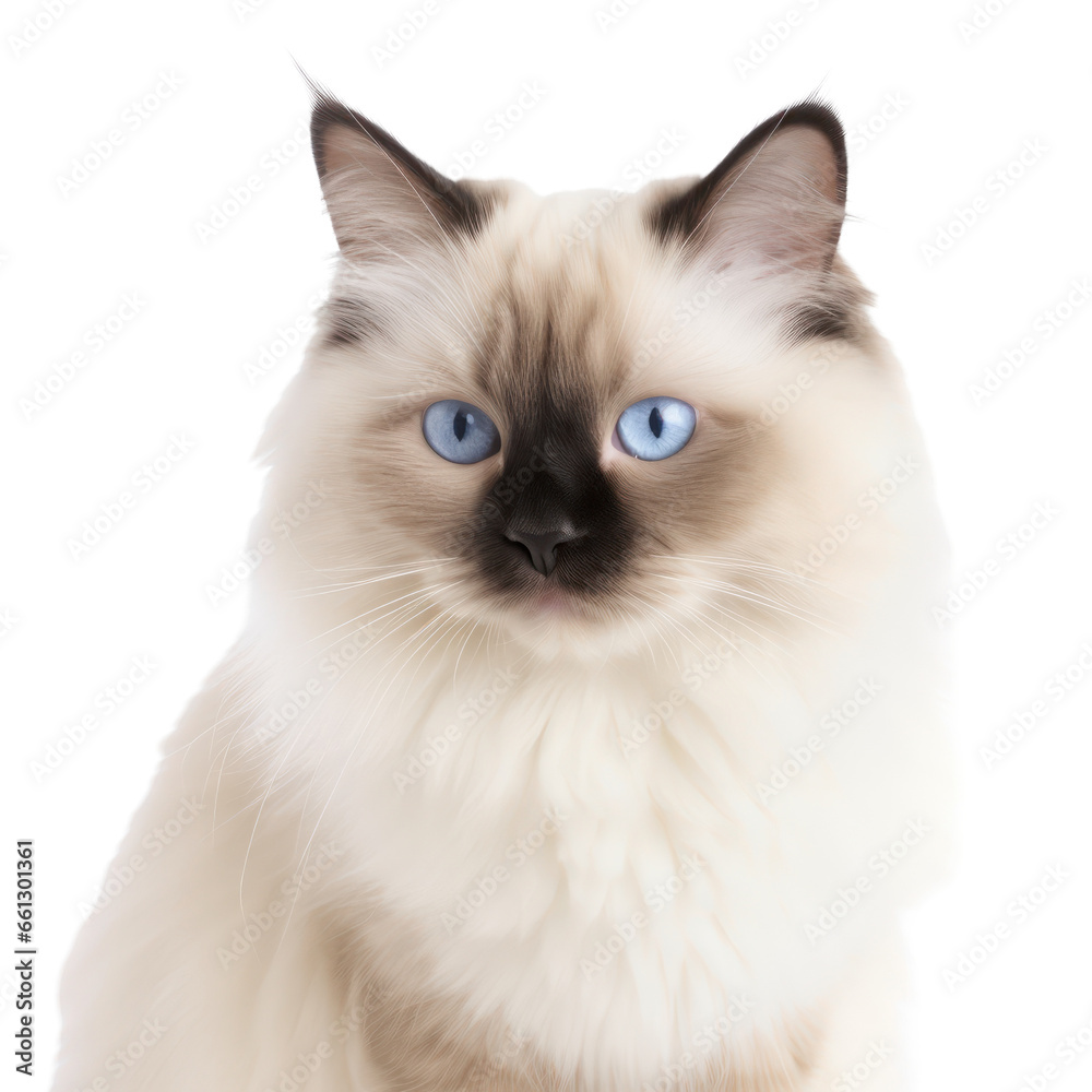 birman cat isolated on transparent background,transparency 
