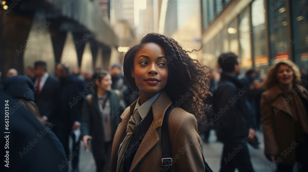 Fototapeta premium Portrait of professional woman in busy, city street. Business concept.