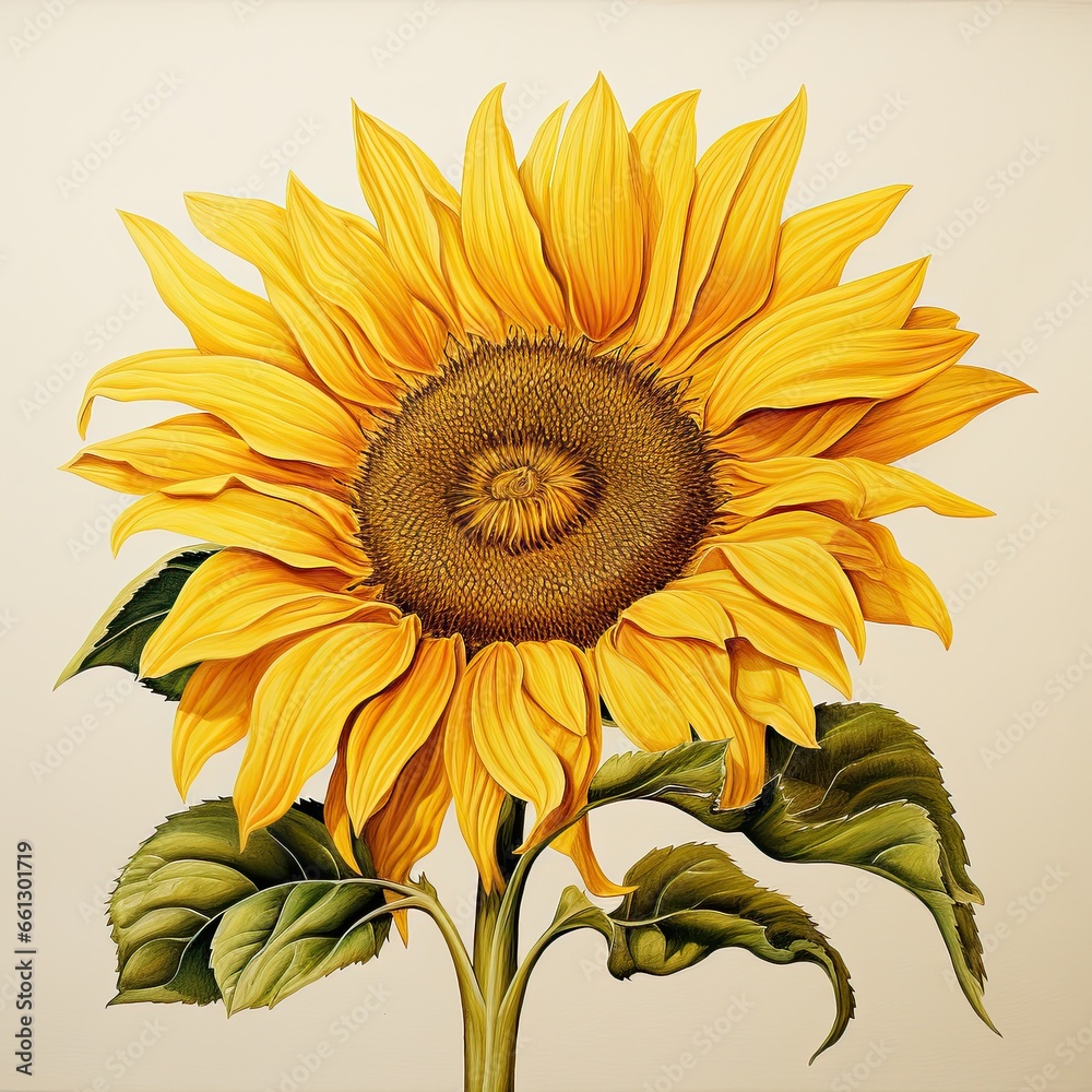 Fototapeta premium Sunflower flowers , watercolor drawing, botanical painting. Spring concept