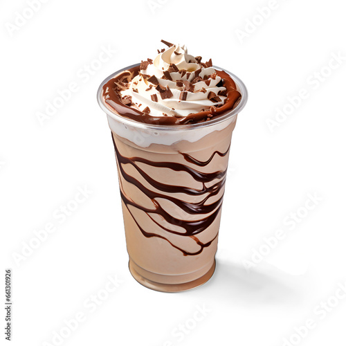 chocolate milkshake on plastic cup transparent background