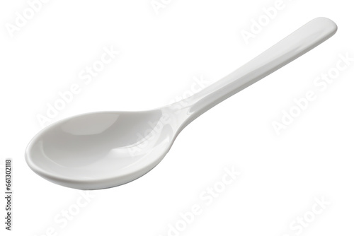 White cereamic spoon isolated on transparent background Transparency 