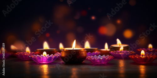 Happy diwali indian festival background with candles 
