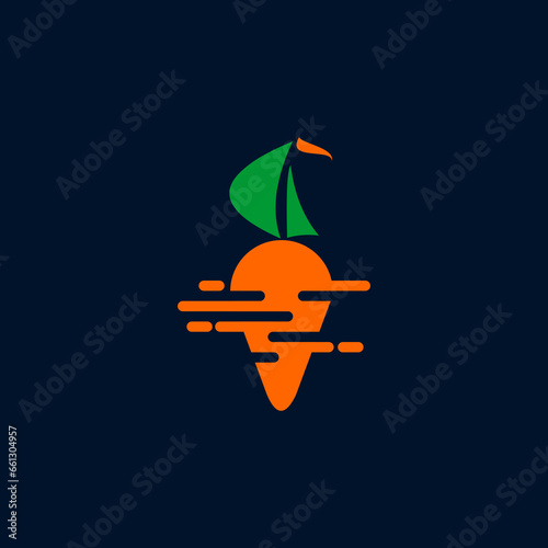Carrot fruit crate box vector icon symbol isolated on black background