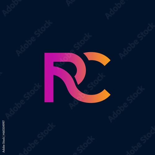 Logo sign rc cr icon sign two interlaced letters r, C vector logo rc photo