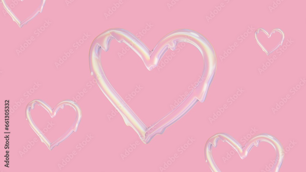 3d melting sweet heart decorative illustration vector in pink background for poster, app, cover, backdrop, banner, social media