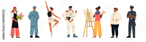 Fotografía Flat people characters with various job occupation and hobbies
