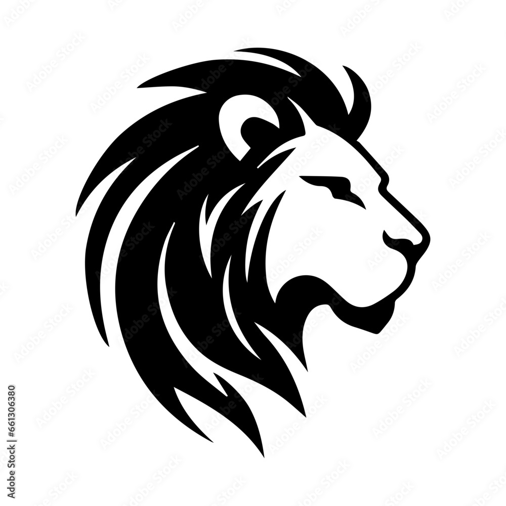 Fototapeta premium Lion growl head portrait sketch hand drawn engraving style vector illustration. black leo lion beast head cartoon character