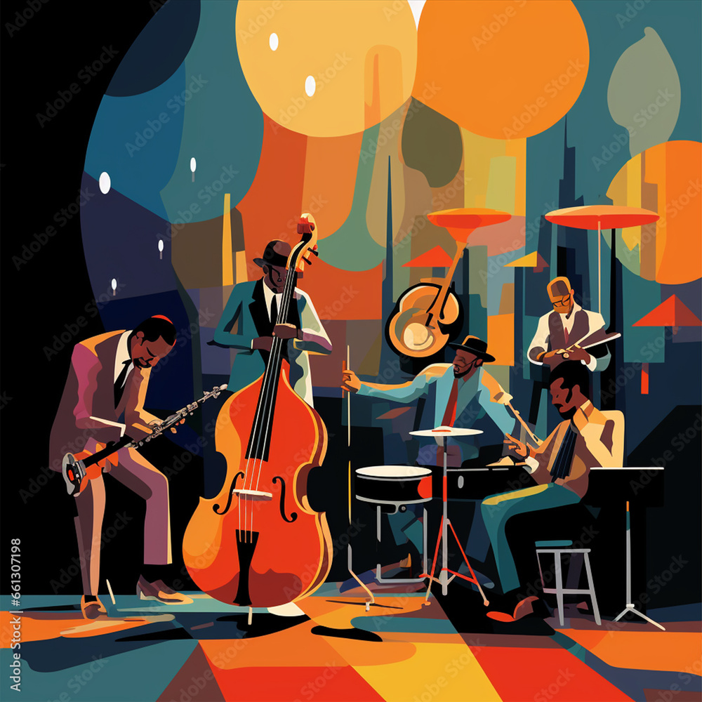 Fototapeta premium Art group of jazz musicians
