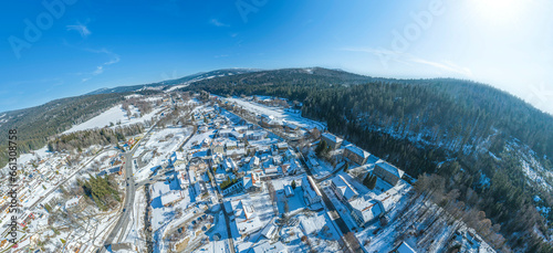 Bayerisch Eisenstein im Bayerwald am Fuß des Großen Arber im Winter photo