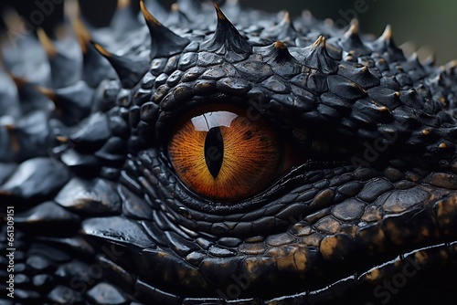 a image of Close up of Iguana eye, dragon eye, dinosaur eye Generative AI