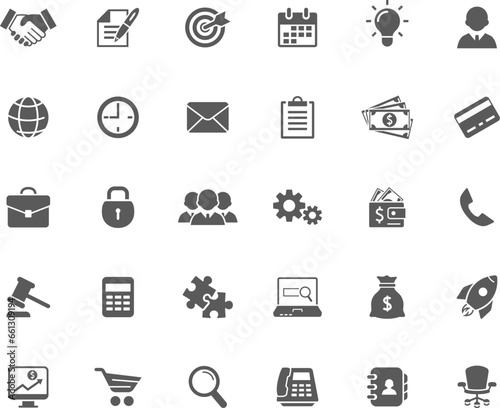 Business and finance black icons. Vector simple icons set