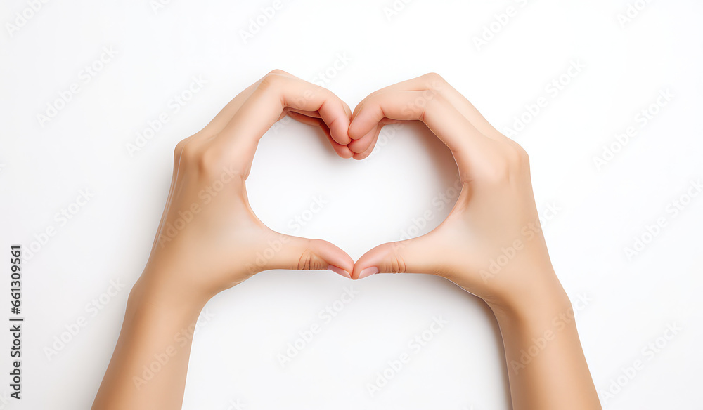 Obraz premium two hands forming a heart shape. generative AI