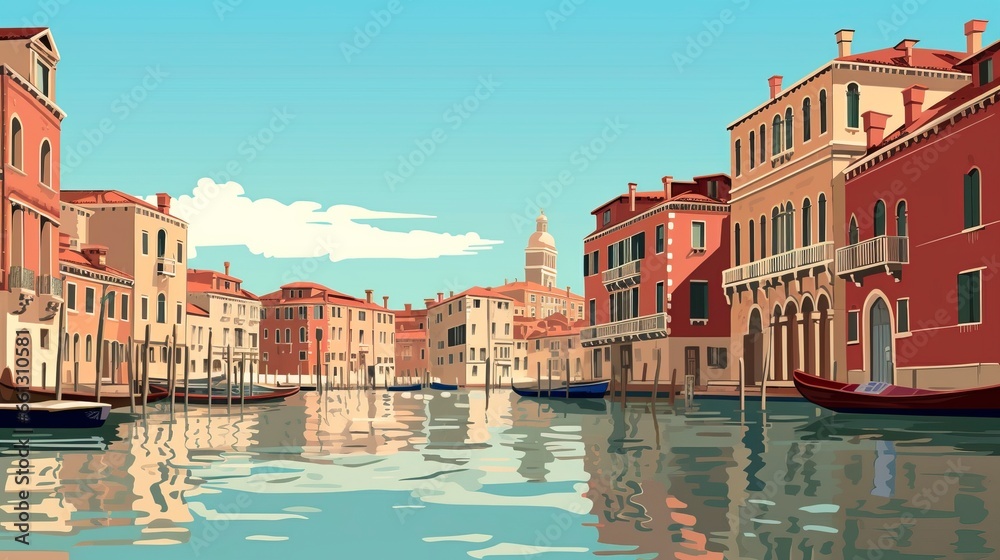 A pretty animated picture shows romantic Venice canals from the water, making you feel the love in a wide view.